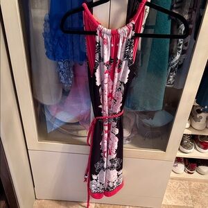 White House Black Market Pink and Black Floral Mini Dress